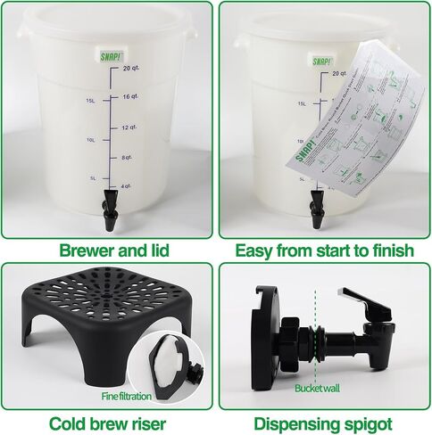 Snap! Cold Brew Round Bucket- 5 gallon Commercial Cold Brew System,Cold Brew Coffee Set-Whtie in Saudi Arabia