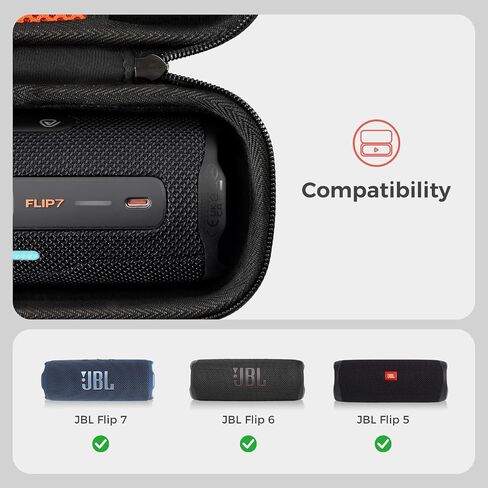 ProCase Hard Travel Carrying Case for JBL Flip 7 Flip 6/5/4, Portable Waterproof Speaker Storage Bag with Shoulder Strap, Protective Holder Cover for Charging Cable Accessories -Black in Saudi Arabia