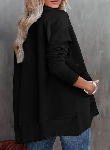Dokotoo Women's Casual Oversized Half Zip Sweatshirts Long Sleeve Solid Color Pullover Jackets with Pockets in Saudi Arabia