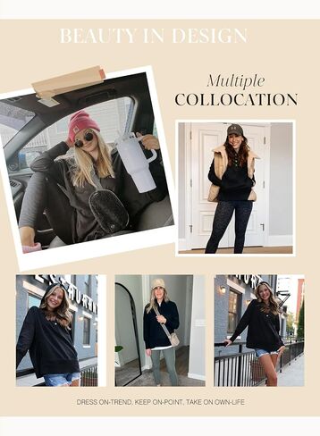 Dokotoo Women's Casual Oversized Half Zip Sweatshirts Long Sleeve Solid Color Pullover Jackets with Pockets in Saudi Arabia
