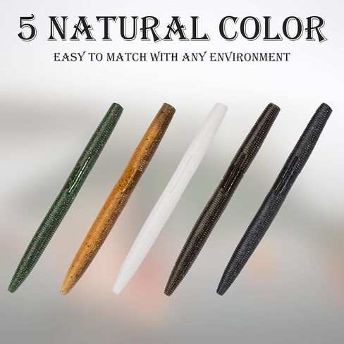 4"/5" Senko Worms Kit, Salt Impregnated Soft Plastic Lures | 30/50/78/100 Wacky Worms for Bass Fishing, Freshwater & Saltwater Applications,Artificial fishing bait in Saudi Arabia