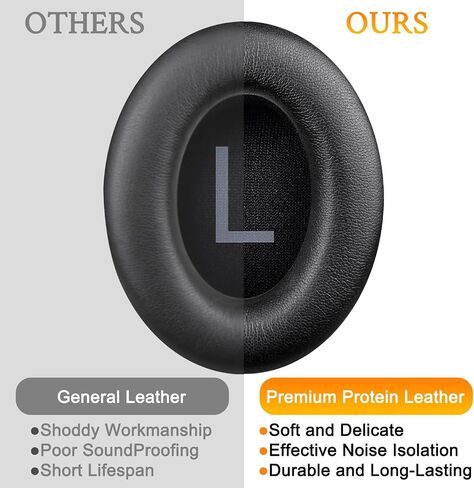 SOULWIT Protein Leather Replacement Earpads for Bose 700 (NC700) Wireless Headphones, Ear Pads Cushions with Softer Protein Leather, High-Density Noise Cancelling Foam, Added Thickness - Black in Saudi Arabia