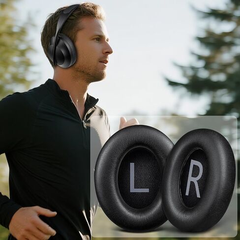 SOULWIT Protein Leather Replacement Earpads for Bose 700 (NC700) Wireless Headphones, Ear Pads Cushions with Softer Protein Leather, High-Density Noise Cancelling Foam, Added Thickness - Black in Saudi Arabia
