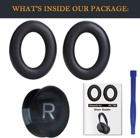 SOULWIT Protein Leather Replacement Earpads for Bose 700 (NC700) Wireless Headphones, Ear Pads Cushions with Softer Protein Leather, High-Density Noise Cancelling Foam, Added Thickness - Black in Saudi Arabia
