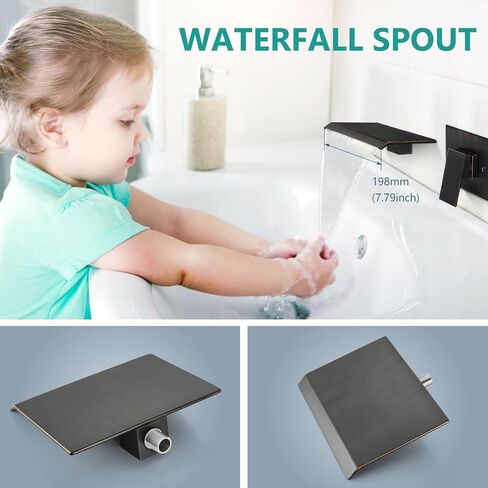Aolemi Tub Faucet Waterfall Bathtub Faucets Wall Mount Tub Filler Bathroom Sink Single Handle with High Flow Spout Rough-in Valve Included Oil Rubbed Bronze in Saudi Arabia