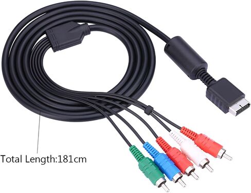 PS2 PS3 AV Multi Out to Component Video Audio Cable ، فيديو مذهل ونقل صوت إلى HDTV أو EDTV ، سترة سميكة ومرنة in Saudi Arabia