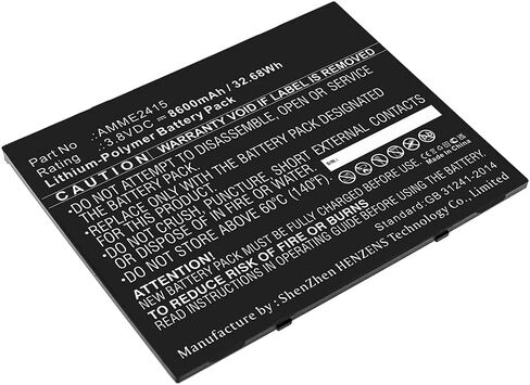 بطارية أقراص رقمية تآزر ، متوافقة مع لوح Zebra AMME2415 ، (LI-POL ، 3.8V ، 8600mAh) سعة عالية جدًا ، بديل لبطارية Zebra AMME2415 in Saudi Arabia