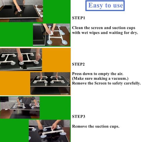 2Pack Heavy Duty LCD TV Screen Suction Cup, Strong Vacuum Suction Cups for TVs LED LCD Glass Mirror Screen Panel Granite Tiles, Television Screens Panel Removal Tools Kit for 32-75 inch TV in Kuwait