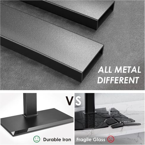 Fitueyes Iron Base Universal Floor Stand مع إمالة دوارة ، وقصة Mount TV لشاشات 32-75 بوصة ، وقصة تلفزيونية زاوية مع أرفف ترفيهية قابلة للتعديل (أسود) in Kuwait