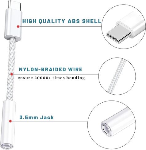 5 Pack USB C إلى محول مقبس سماعة الرأس ، USB C إلى 1/8 بوصة محول الصوت متوافق مع iPhone 16 15 Samsung Galaxy S25 ، S24 ، S23 Ultra ، Note 20 ، iPad Pro ، MacBook ، Pixel XL والمزيد in Kuwait