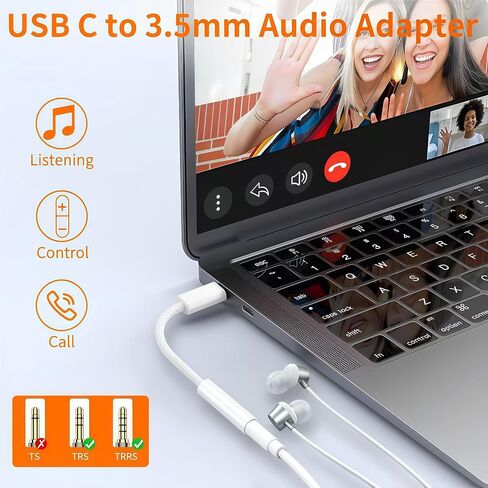 5 Pack USB C إلى محول مقبس سماعة الرأس ، USB C إلى 1/8 بوصة محول الصوت متوافق مع iPhone 16 15 Samsung Galaxy S25 ، S24 ، S23 Ultra ، Note 20 ، iPad Pro ، MacBook ، Pixel XL والمزيد in Kuwait