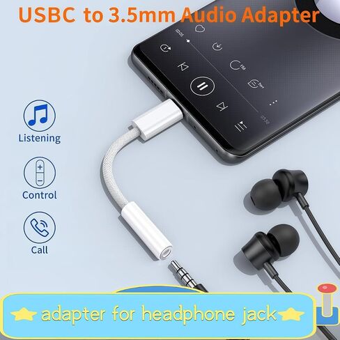 5 Pack USB C إلى محول مقبس سماعة الرأس ، USB C إلى 1/8 بوصة محول الصوت متوافق مع iPhone 16 15 Samsung Galaxy S25 ، S24 ، S23 Ultra ، Note 20 ، iPad Pro ، MacBook ، Pixel XL والمزيد in Kuwait