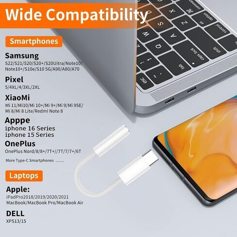5 Pack USB C إلى محول مقبس سماعة الرأس ، USB C إلى 1/8 بوصة محول الصوت متوافق مع iPhone 16 15 Samsung Galaxy S25 ، S24 ، S23 Ultra ، Note 20 ، iPad Pro ، MacBook ، Pixel XL والمزيد in Kuwait