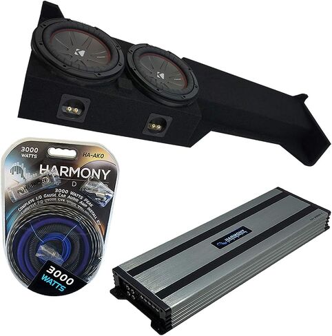 Harmony Audio Compatible with 2005-UP Nissan Frontier Crew Cab Kicker Bundle CompR CWR10 Dual 10" Sub Box Harmony HA-A1500.1 in Saudi Arabia