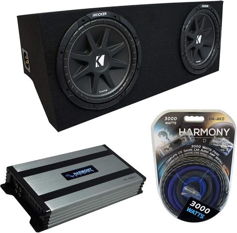 Harmony Audio Compatible with 2005-2014 Ford Mustang Coupe Kicker Bundle Comp C12 Dual 12" Custom Sub Box Enclosure & Harmony HA-A800.1 Amp in Saudi Arabia