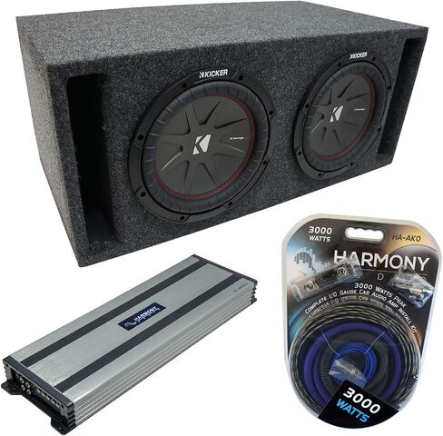 هارموني الصوت العالمي للسيارة الاستريو المنفذ S Port Dual 15 "Kicker Bundle Compr CWR15 Sub Box العلبة والانسجام HA-A1500.1 أمبير in Saudi Arabia