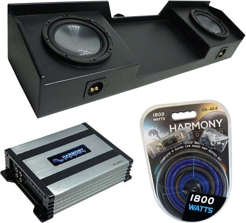 Ammarony Audio متوافق مع 1999-2006 Chevy Silverado Extended Truck Harmony Bundle R124 Dual 12 "Rhino Sub Box & HA-A400.1 in Saudi Arabia