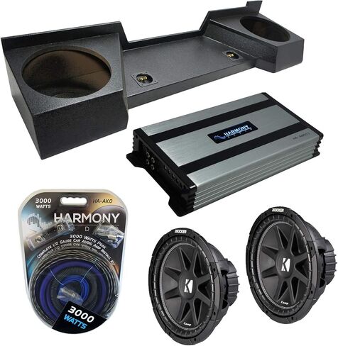 Harmony Audio Compatible with 2007-2013 GMC Sierra Extended Cab Truck Kicker Bundle Comp C12 Dual 12" Rhino Coated Sub Box Enclosure & Harmony HA-A800.1 Amp in Saudi Arabia