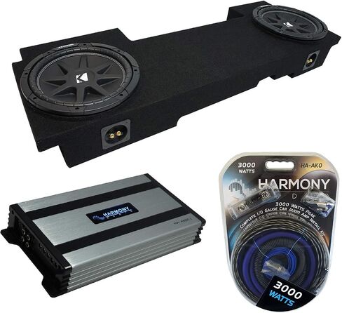 Harmony Audio Compatible with 2002-2013 Cadillac Escalade EXT Underseat Kicker Bundle Comp C12 Dual 12 Sub Box Enclosure & Harmony HA-A800.1 Amp in Saudi Arabia