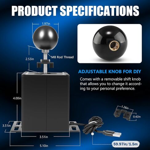 Camoo PC USB Racing Simulator Shifter Shift 6+R PC Simulator Simulator Simulater لـ ETS ، Dust ، WRC ، LFS Games ، متوافق مع G29 G27 G25 G920 T300RS/GT Teenering Wheel ، تجربة قيادة حقيقية in Saudi Arabia