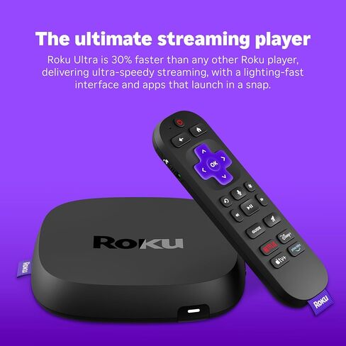 Roku Ultra 2024 (Renewed) – 4K Streaming Device with HDR10+, Dolby Vision & Atmos, Wi-Fi 6, Bluetooth, Rechargeable Voice Remote Pro with Backlit Buttons, Free & Live TV in Saudi Arabia