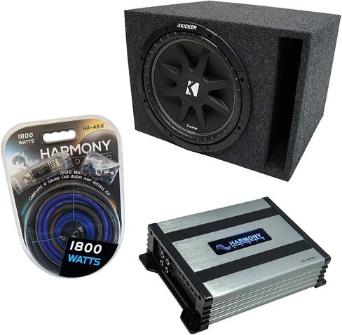 Harmony Audio Kicker Compatible with Universal Car C10 Comp Single 10" Vented Port Loaded Sub Box Enclosure with Harmony HA-A400.1 Amplifier in Saudi Arabia