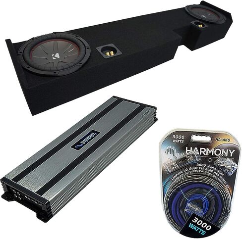 Harmony Audio HA-A1500.1 Compatible with Ford F250 F350 Extended/Super Cab Truck 2001-2014 Class D 3000W Sub Amp, 43CWR102 10" CompR CWR10 400W RMS Sub and 2X10FORD-EXCAB-01-08 Sub Box Enclosure in Saudi Arabia