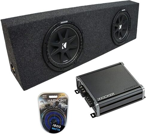 KICKER 43C124-N Bundle with Universal Regular Standard Cab Truck Comp C12 Dual 12" Sub Box Enclosure & CXA800.1 Amp in Saudi Arabia