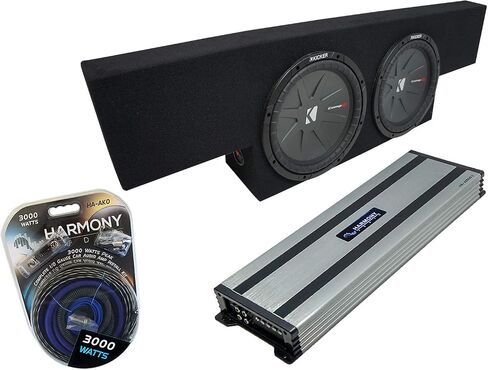 Ammarony Audio متوافق مع 01-06 Chevy Silverado Non-HD Crew Truck Kicker Bundle Compr CWR10 Dual 10 "Sub Box lebromge & Harmony HA-A1500.1 AMP in Saudi Arabia