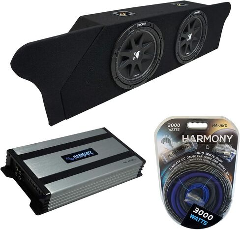 Ammarony Audio متوافق مع 2010-2015 Chevy Camaro Coupe Trunk Kicker Bundle Comp C10 Dual 10 "Sub Box lectlosure & Harmony HA-A800.1 AMP in Saudi Arabia