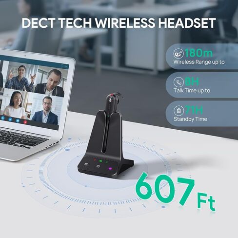 Yealink Wireless DECT Headset WH63 E2,Teams Certified,Single Ear (Mono) Convertible Headset,Connects to Desk Phone&Computer,Noise Canceling Microphone,3 Wearing Styles in Saudi Arabia