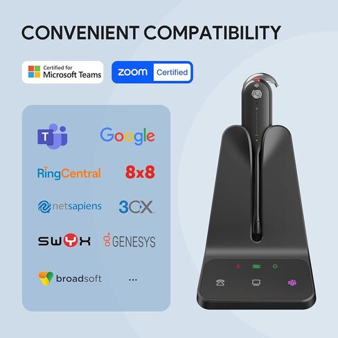 Yealink Wireless DECT Headset WH63 E2,Teams Certified,Single Ear (Mono) Convertible Headset,Connects to Desk Phone&Computer,Noise Canceling Microphone,3 Wearing Styles in Saudi Arabia