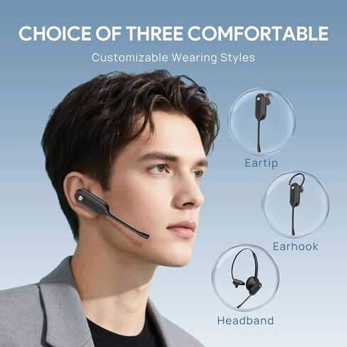 Yealink Wireless DECT Headset WH63 E2,Teams Certified,Single Ear (Mono) Convertible Headset,Connects to Desk Phone&Computer,Noise Canceling Microphone,3 Wearing Styles in Saudi Arabia
