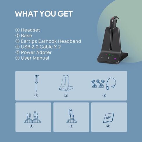 Yealink Wireless DECT Headset WH63 E2,Teams Certified,Single Ear (Mono) Convertible Headset,Connects to Desk Phone&Computer,Noise Canceling Microphone,3 Wearing Styles in Saudi Arabia