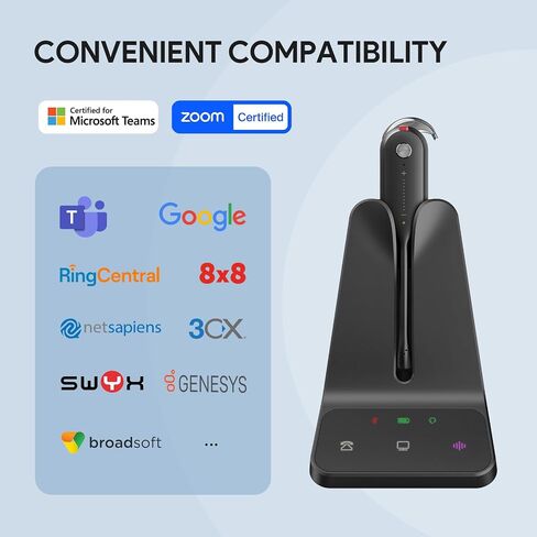 Yealink DECT Wireless Headset WH63 E2 UC, Zoom Teams Certified,Single Ear (Mono) Convertible Headset,Connects to Desk Phone&Computer,Noise Canceling Microphone,3 Wearing Styles in Saudi Arabia