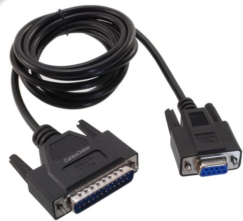 Cablesonline ، 6ft null modem db9 أنثى إلى DB25 ذكر نقل البيانات تسلسل الكابل الأسود ، NM-306K in Kuwait