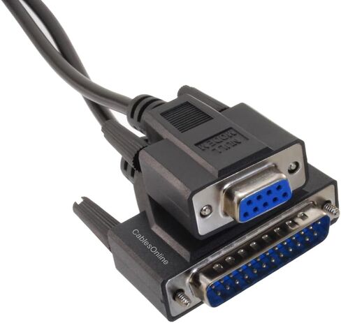 Cablesonline ، 6ft null modem db9 أنثى إلى DB25 ذكر نقل البيانات تسلسل الكابل الأسود ، NM-306K in Kuwait