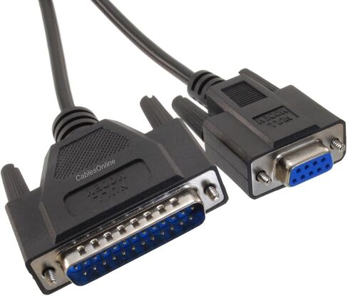 Cablesonline ، 6ft null modem db9 أنثى إلى DB25 ذكر نقل البيانات تسلسل الكابل الأسود ، NM-306K in Kuwait