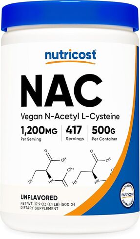 Nutricost N-Acetyl L-Cysteine (NAC) Powder 250 Grams - Vegan NAC, Non-GMO, Gluten Free in Kuwait