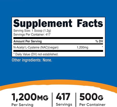 Nutricost N-Acetyl L-Cysteine (NAC) Powder 250 Grams - Vegan NAC, Non-GMO, Gluten Free in Kuwait