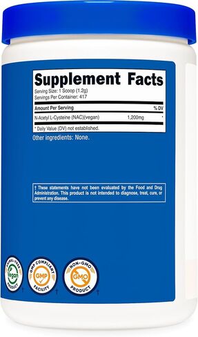 Nutricost N-Acetyl L-Cysteine (NAC) Powder 250 Grams - Vegan NAC, Non-GMO, Gluten Free in Kuwait