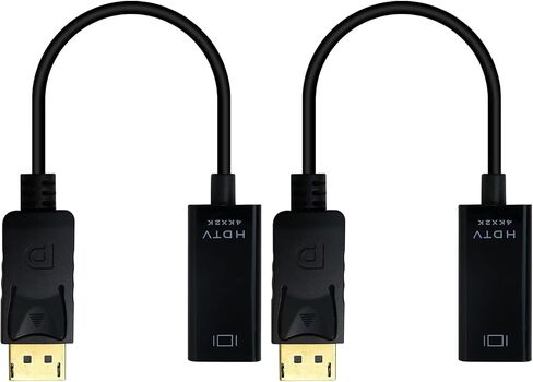 2 x Black DisplayPort to HDMI Adapter 4K Unidirectional DisplayPort,Gold plated DisplayPort Connector Connects a Computer, Laptop Or Devices with DisplayPort to a Monitor, TV with HDMI Port in Saudi Arabia