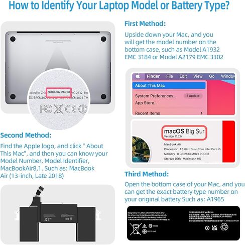 A1932 A2179 استبدال البطارية ، بطارية A1965 لـ MacBook Air 13 بوصة طراز A1932 EMC 3184 (منتصف 2018 ، 2019) Model A2179 EMC 3302 (إصدار 2020) in Saudi Arabia