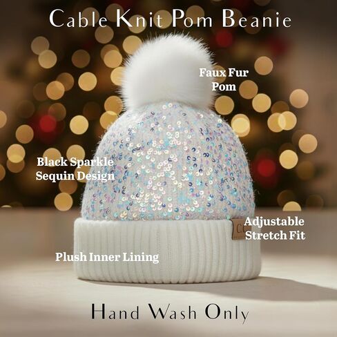 Funky Junque Kids Beanie Baby Toddler Cable Knit Children’s Pom Winter Hat in Kuwait