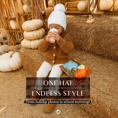 Funky Junque Kids Beanie Baby Toddler Cable Knit Children’s Pom Winter Hat in Kuwait