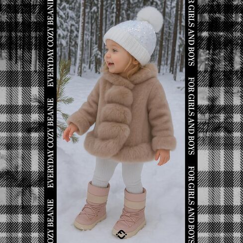 Funky Junque Kids Beanie Baby Toddler Cable Knit Children’s Pom Winter Hat in Kuwait