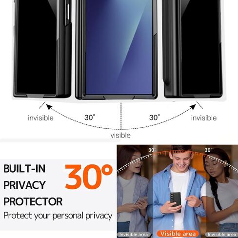 NINKI Transparent Strap for Samsung Galaxy Z Fold 7 Case with S Pen Holder & Stylus, Built-in Privacy Screen Protector & Hinge, Hard Kickstand Anti Spy Cover for Samsung Z Fold 7 Case with S Pen Clear in Saudi Arabia