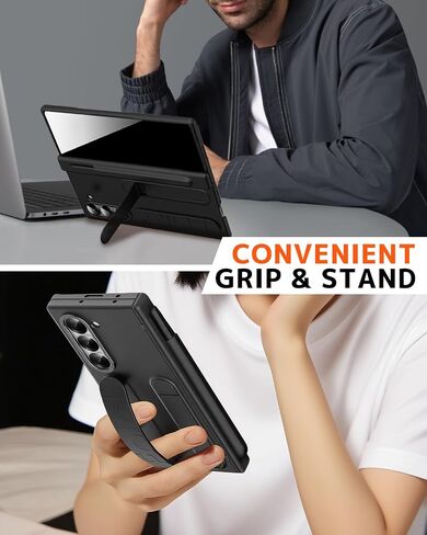 NINKI Transparent Strap for Samsung Galaxy Z Fold 7 Case with S Pen Holder & Stylus, Built-in Privacy Screen Protector & Hinge, Hard Kickstand Anti Spy Cover for Samsung Z Fold 7 Case with S Pen Clear in Saudi Arabia