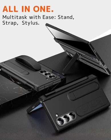 NINKI Transparent Strap for Samsung Galaxy Z Fold 7 Case with S Pen Holder & Stylus, Built-in Privacy Screen Protector & Hinge, Hard Kickstand Anti Spy Cover for Samsung Z Fold 7 Case with S Pen Clear in Saudi Arabia