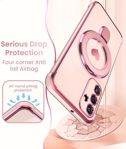 بالنسبة ل Samsung Galaxy A15 5G Love Heart Kickstand Case مع حامي شاشة 2x: غلاف حالة حماية من Gold Edge Luxury Plated Slim TPU لـ Galaxy A15 (Pink) in Kuwait
